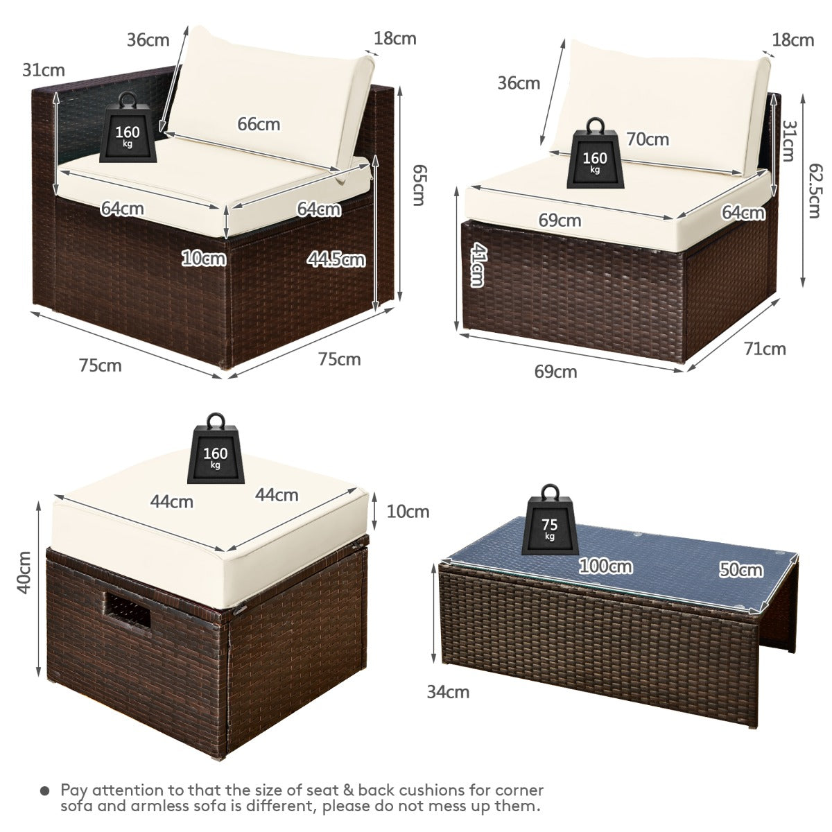 8-Piece Outdoor Patio Furniture Set with Cushions & Storage Box