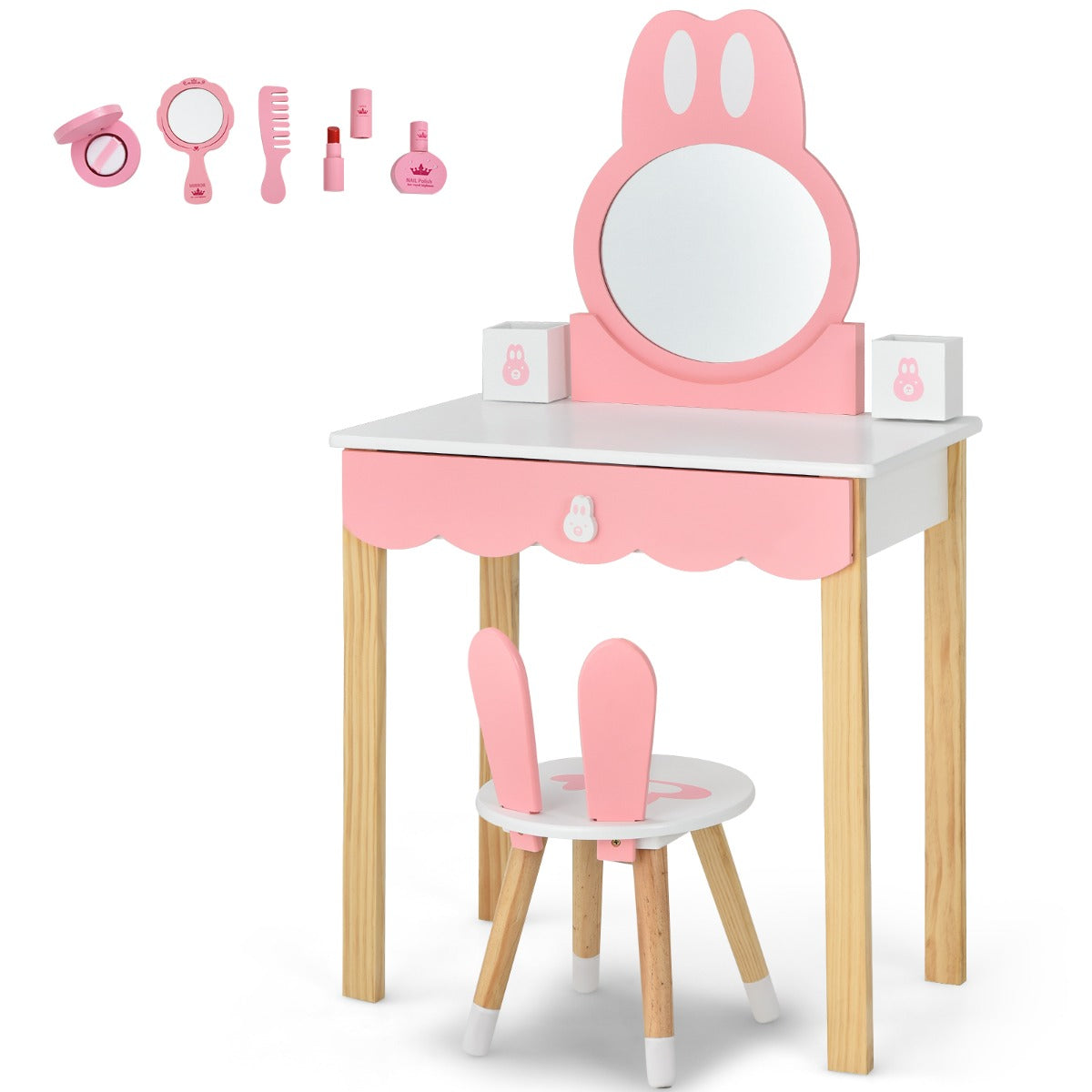 Costway Makeup Vanity Dressing Table Set for Children