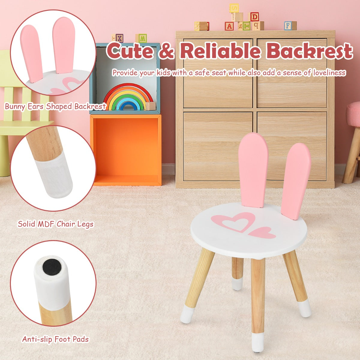 Costway Makeup Vanity Dressing Table Set for Children