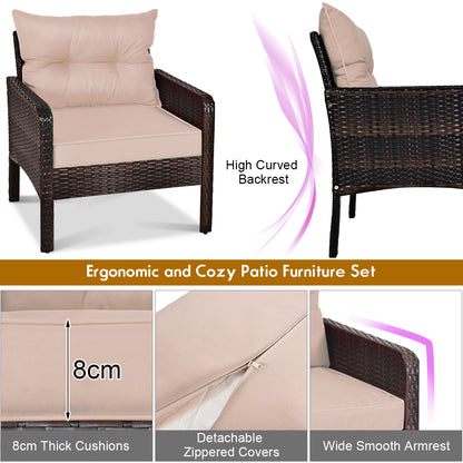 Costway 5 Pieces Rattan Chair Set with Cushions for Outdoor