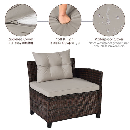 Costway 4-Piece Patio Wicker Furniture Set with Cushion-Beige