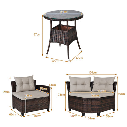 Costway 4-Piece Patio Wicker Furniture Set with Cushion-Beige