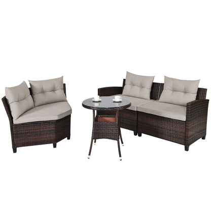 Raised sofa feet help protect the lower rattan from moisture and outdoor surfaces
