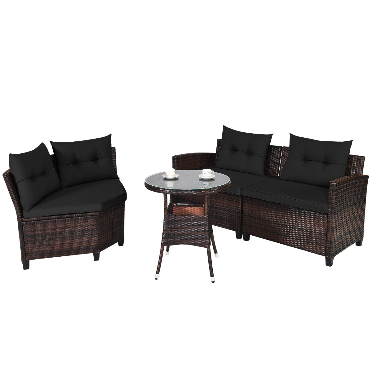 Sectional loveseat design allows flexible arrangements for patios, gardens, porches, and poolside areas
