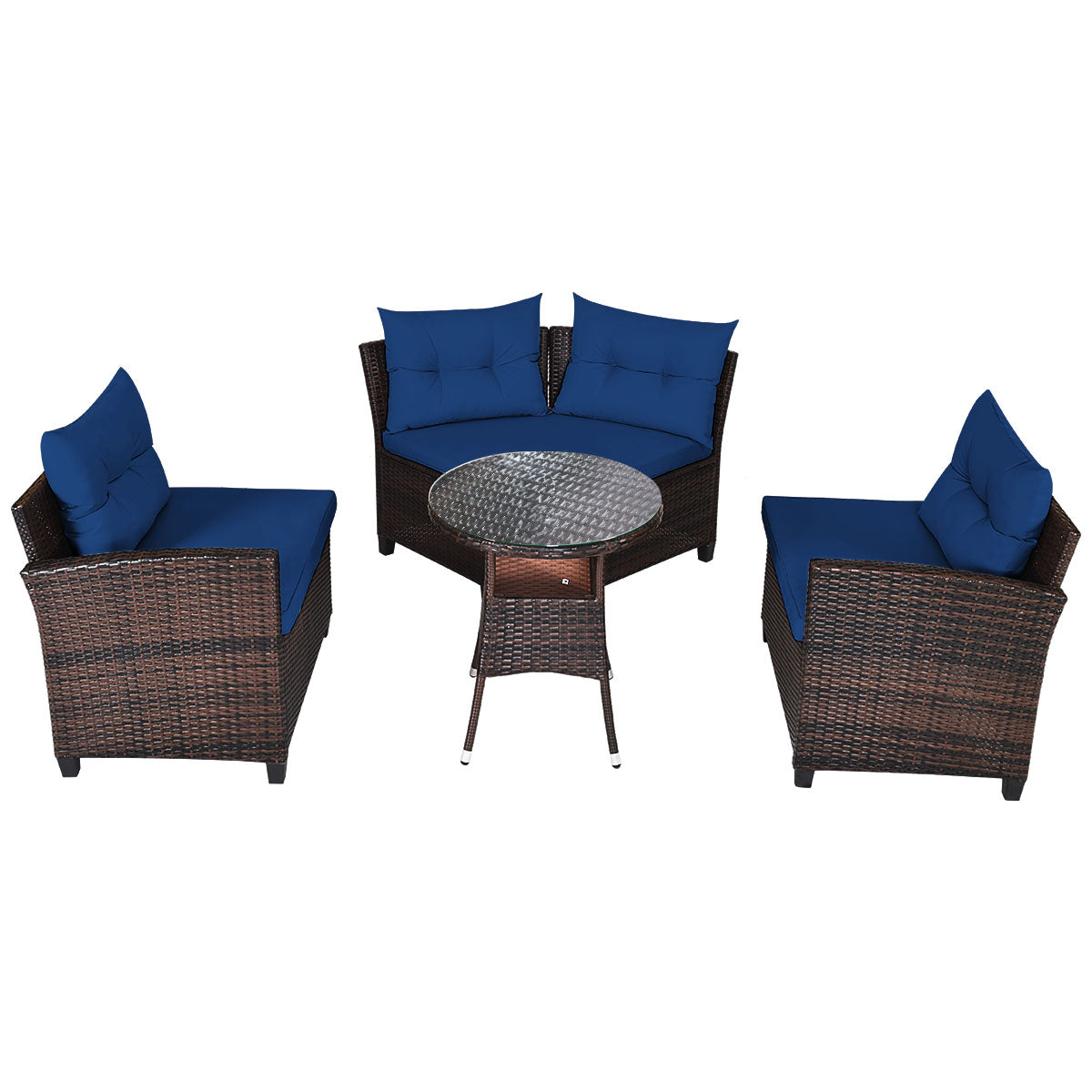 Raised sofa feet help protect the lower rattan from moisture and outdoor surfaces