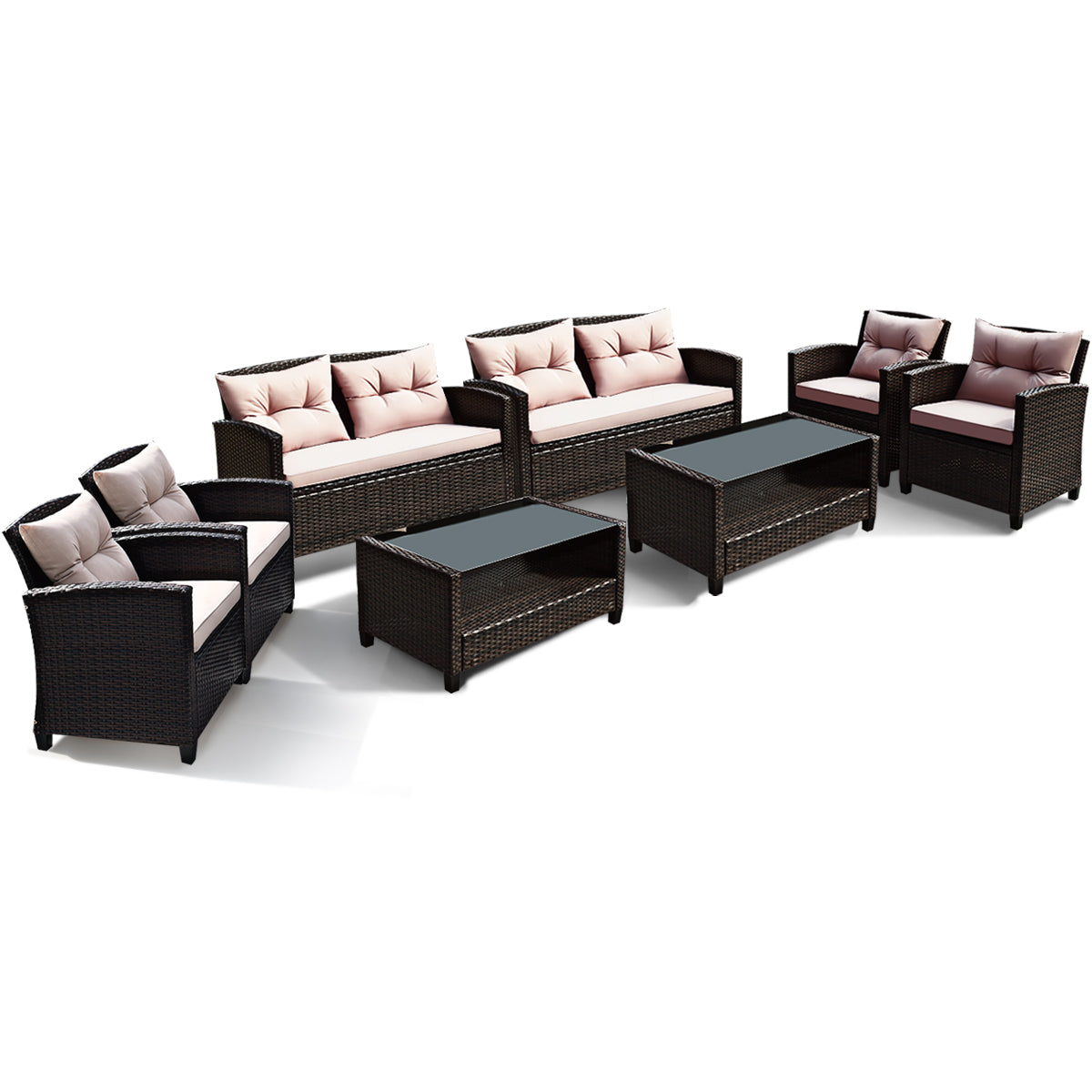 4-Piece Rattan Chair Set with Loveseat & Coffee table for Patio