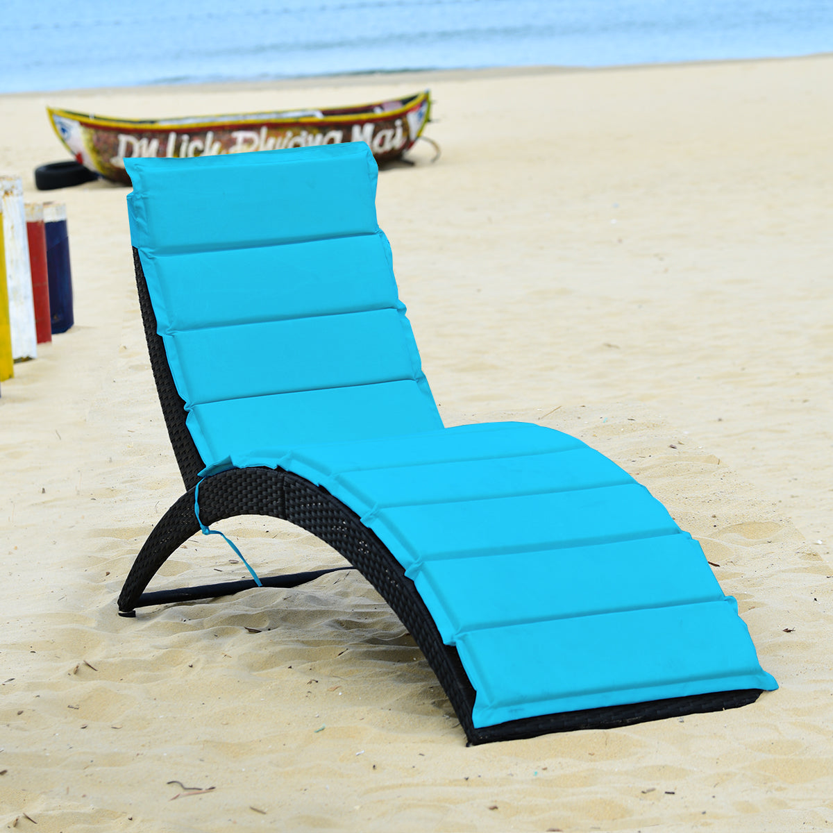 Water-resistant rattan and fabric surfaces are easy to clean and maintain after outdoor use