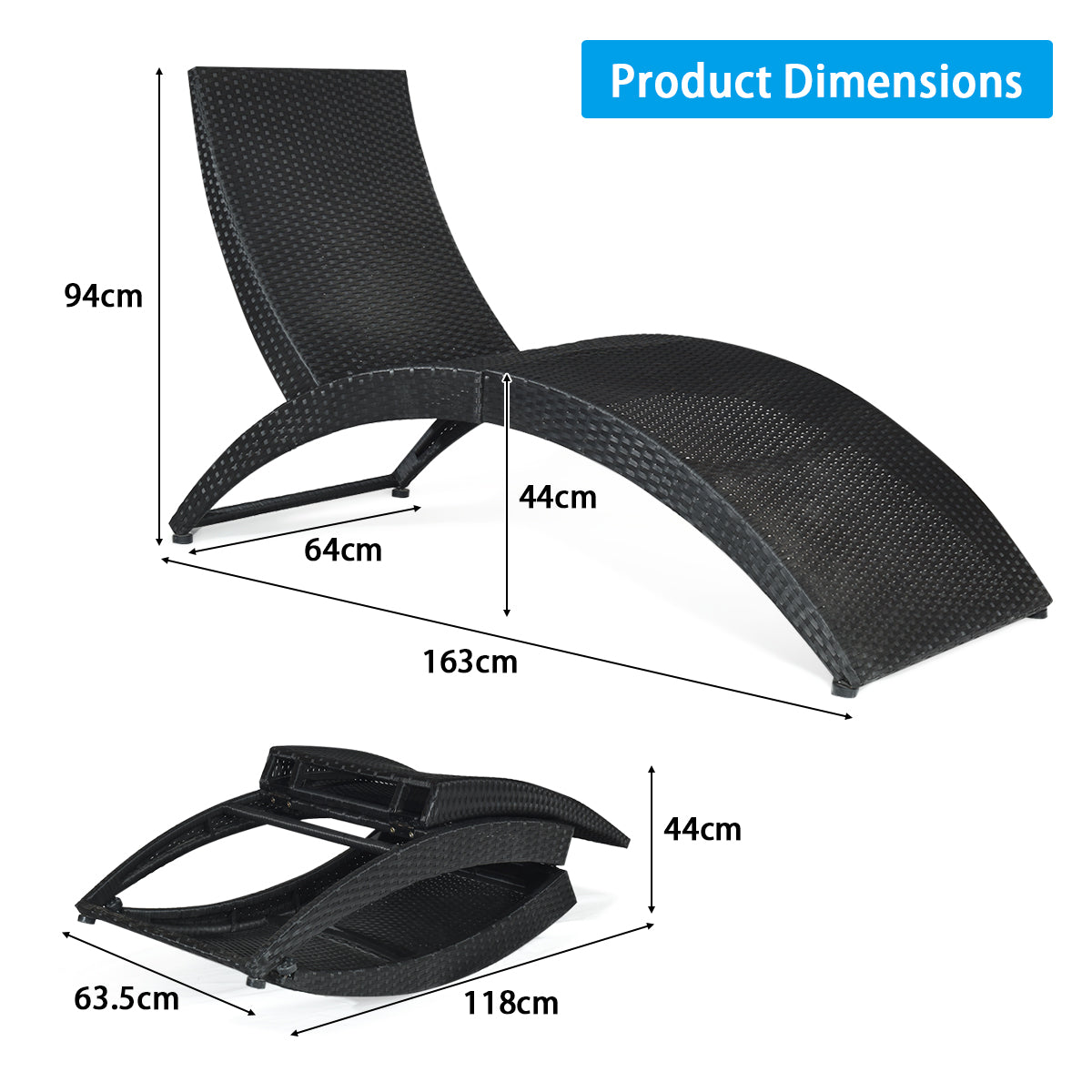 Foldable rattan lounge chair combines weather-resistant PE rattan with a rust-resistant steel frame for outdoor use