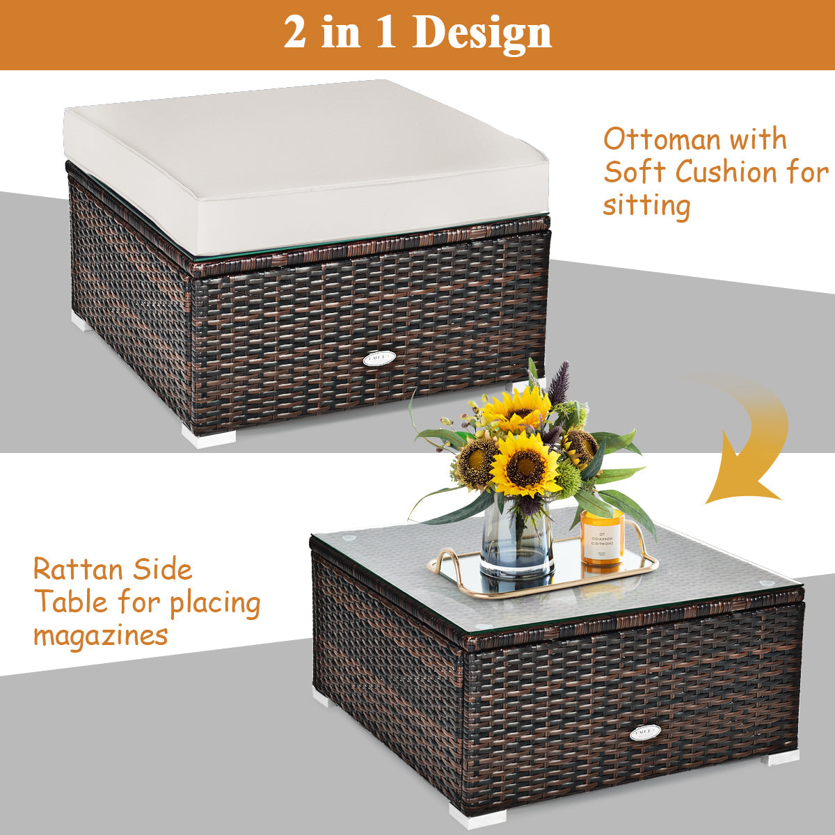 Easy-assemble patio conversation set suits courtyards, rooftops, poolside areas and balconies