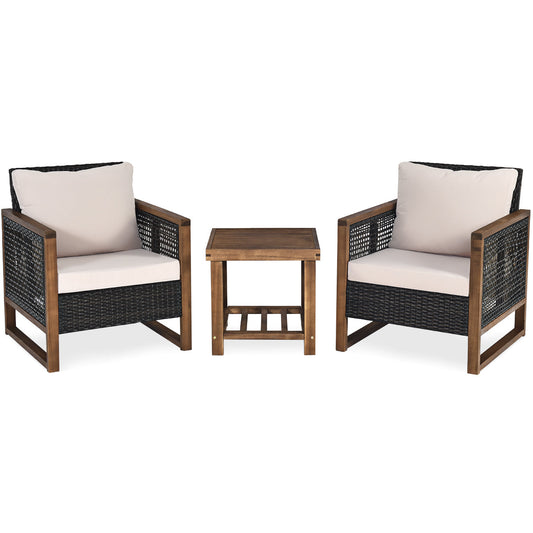 Weather-resistant PE wicker and acacia wood frame provide durable outdoor seating for patios, gardens, balconies, and porches