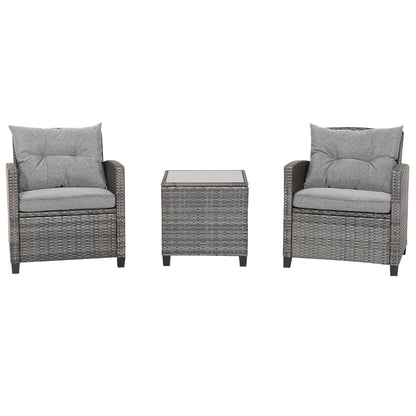 Costway 3 Pieces Patio Rattan Sofa Set with Soft Seat for Poolside & Backyard