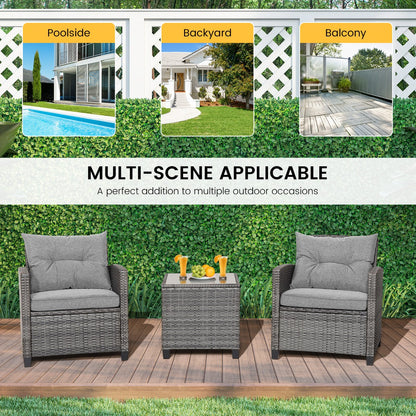 High-elasticity cushions provide comfortable outdoor seating while zippered covers remove easily for washing