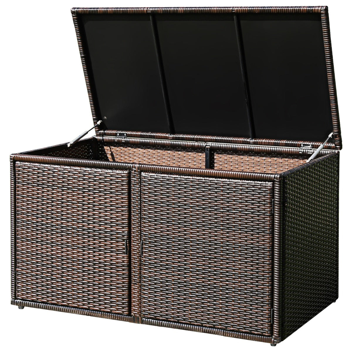 0.33m³ Patio Rattan Storage Container Box with Shelf -Brown