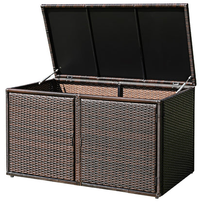 0.33m³ Patio Rattan Storage Container Box with Shelf -Brown