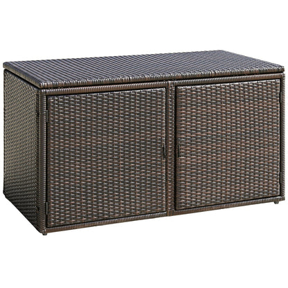 0.33m³ Patio Rattan Storage Container Box with Shelf -Brown