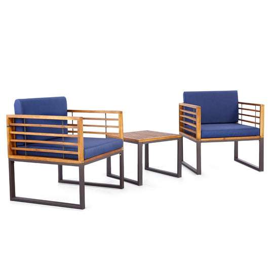 Outdoor Conversation Set with Cushioned Armchairs for Porch