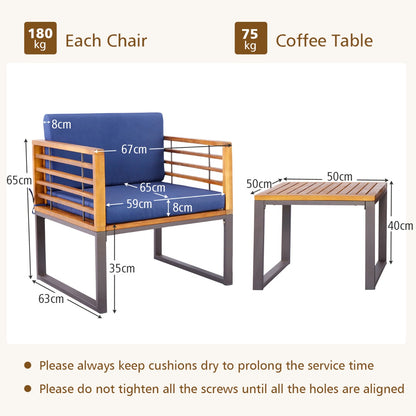 Outdoor Conversation Set with Cushioned Armchairs for Porch