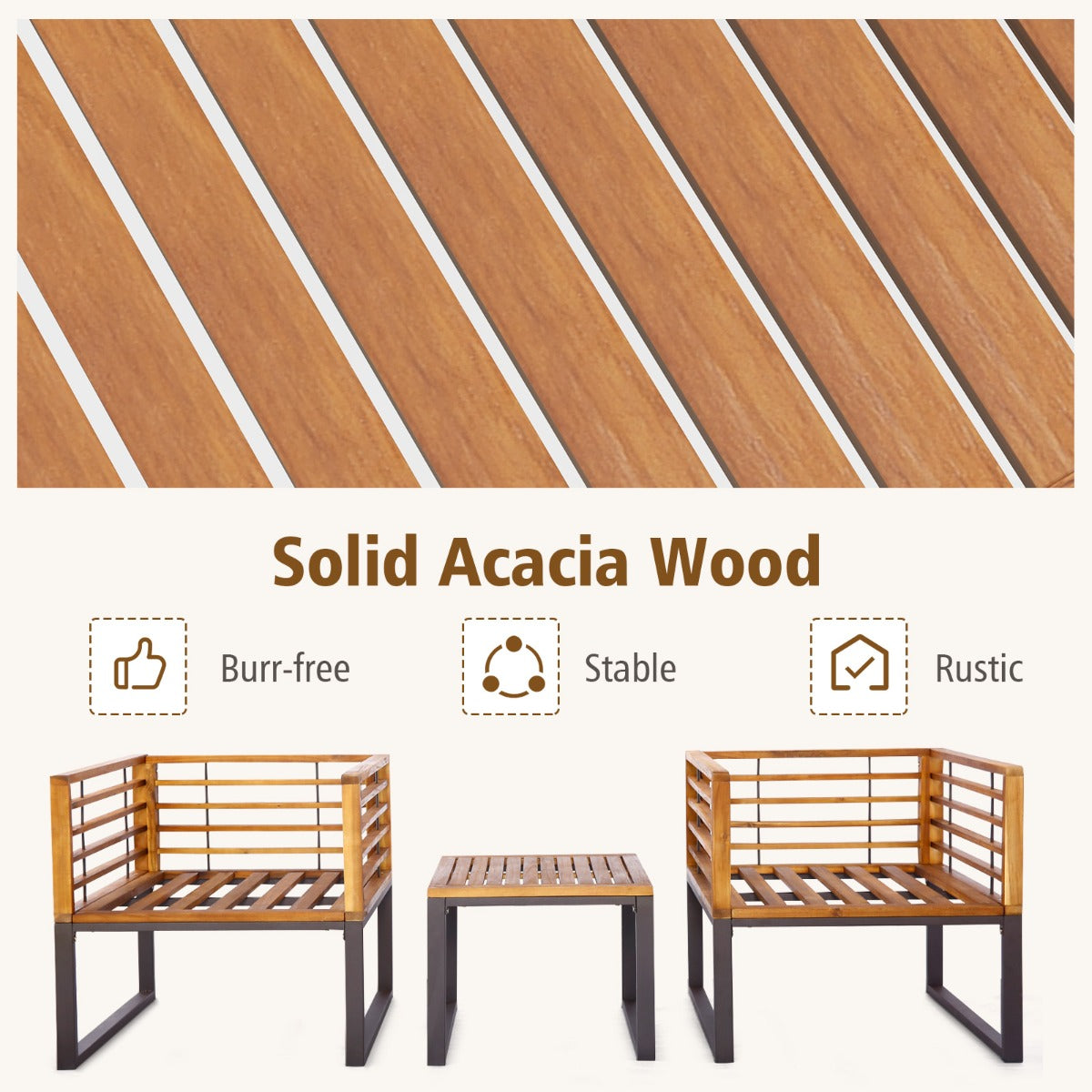 Outdoor Conversation Set with Cushioned Armchairs for Porch