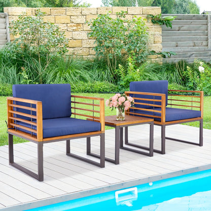 Outdoor Conversation Set with Cushioned Armchairs for Porch