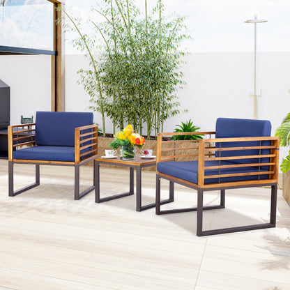 Outdoor Conversation Set with Cushioned Armchairs for Porch