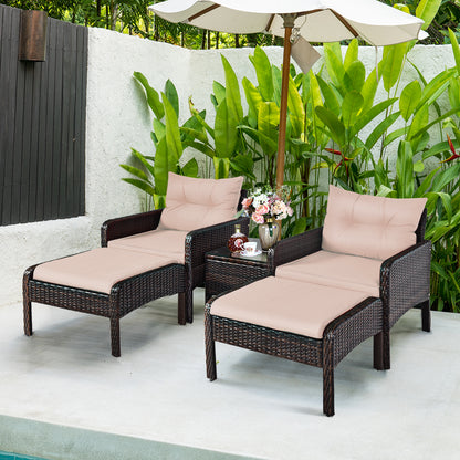 Costway 5 Pieces Rattan Chair Set with Cushions for Outdoor