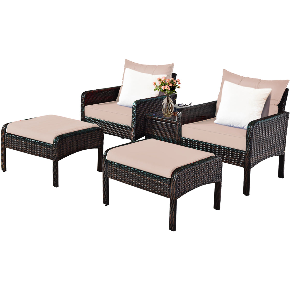 Durable rattan patio furniture set combines elegant design, comfort, and convenient assembly