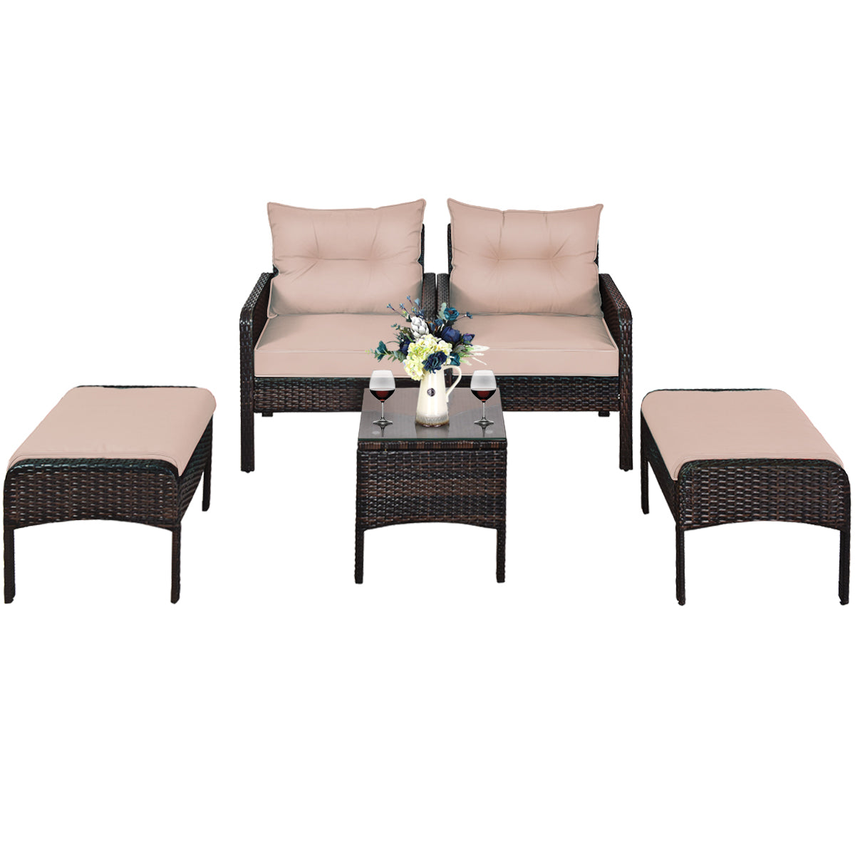 Durable rattan patio furniture set combines elegant design, comfort, and convenient assembly