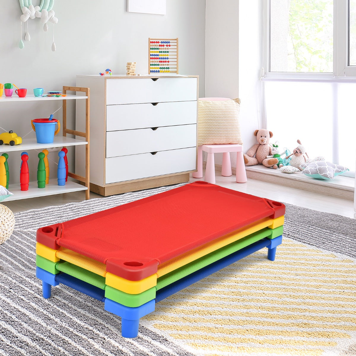 Kids Stackable Daycare Cot with Easy Lift Corners