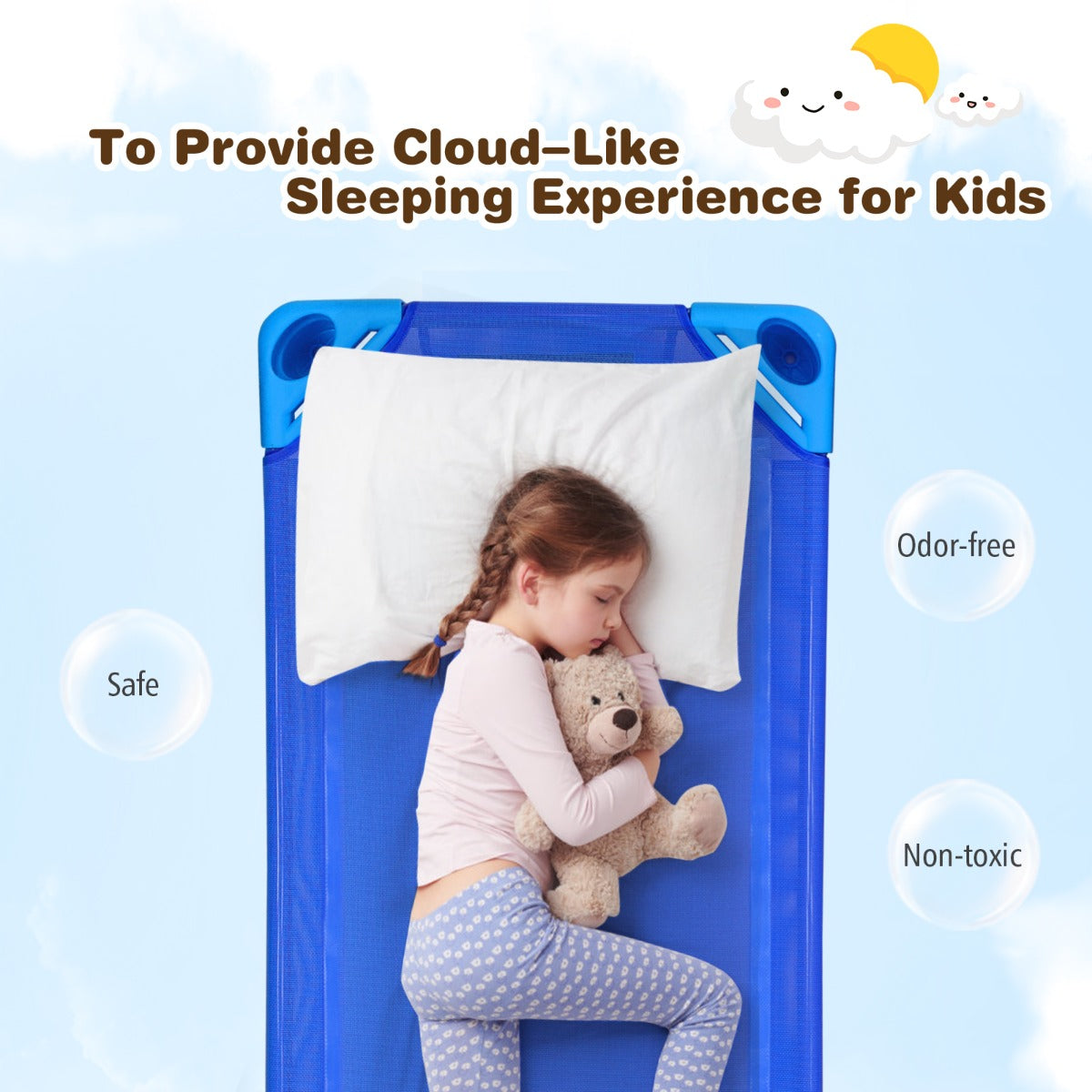 Kids Stackable Daycare Cot with Easy Lift Corners
