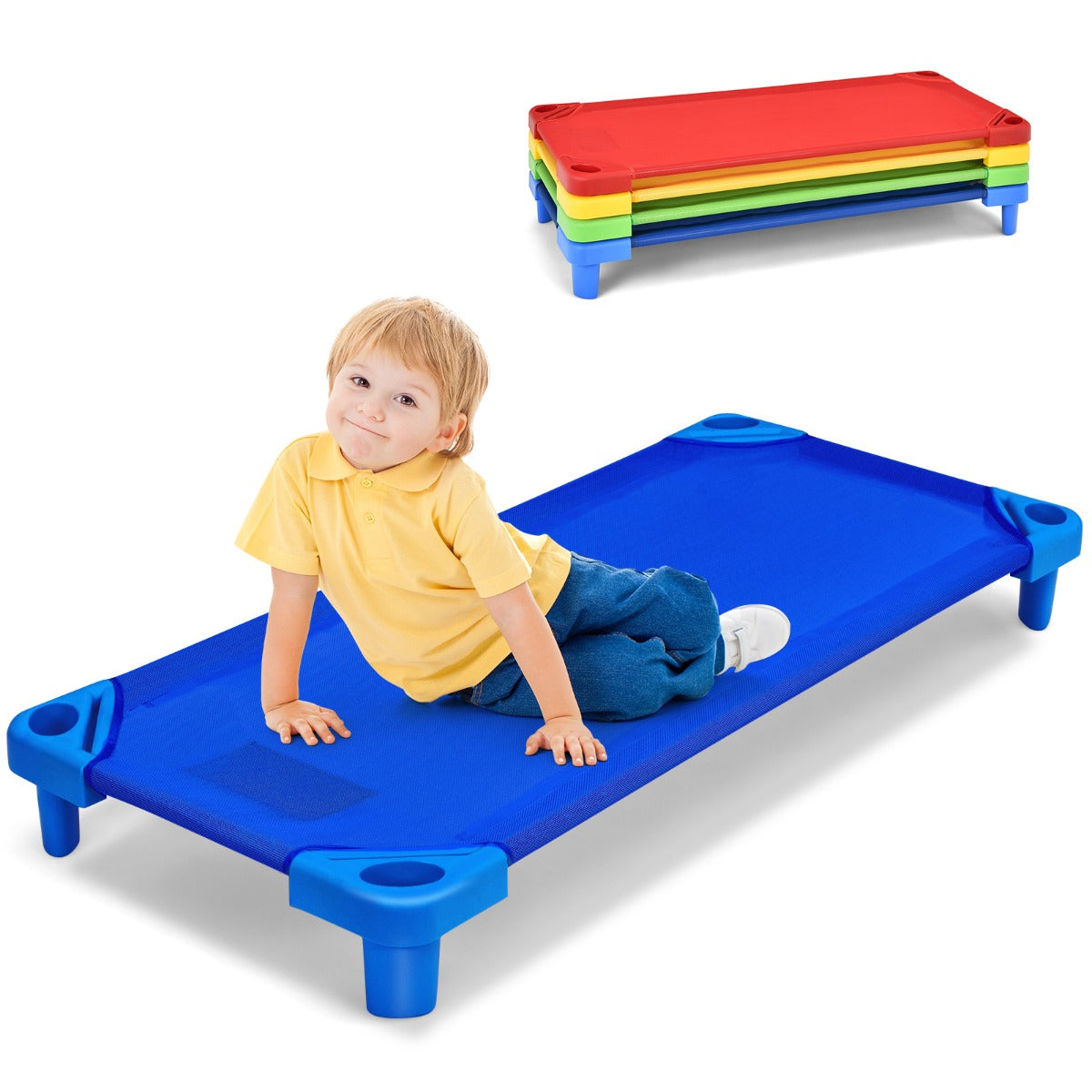 Kids Stackable Daycare Cot with Easy Lift Corners