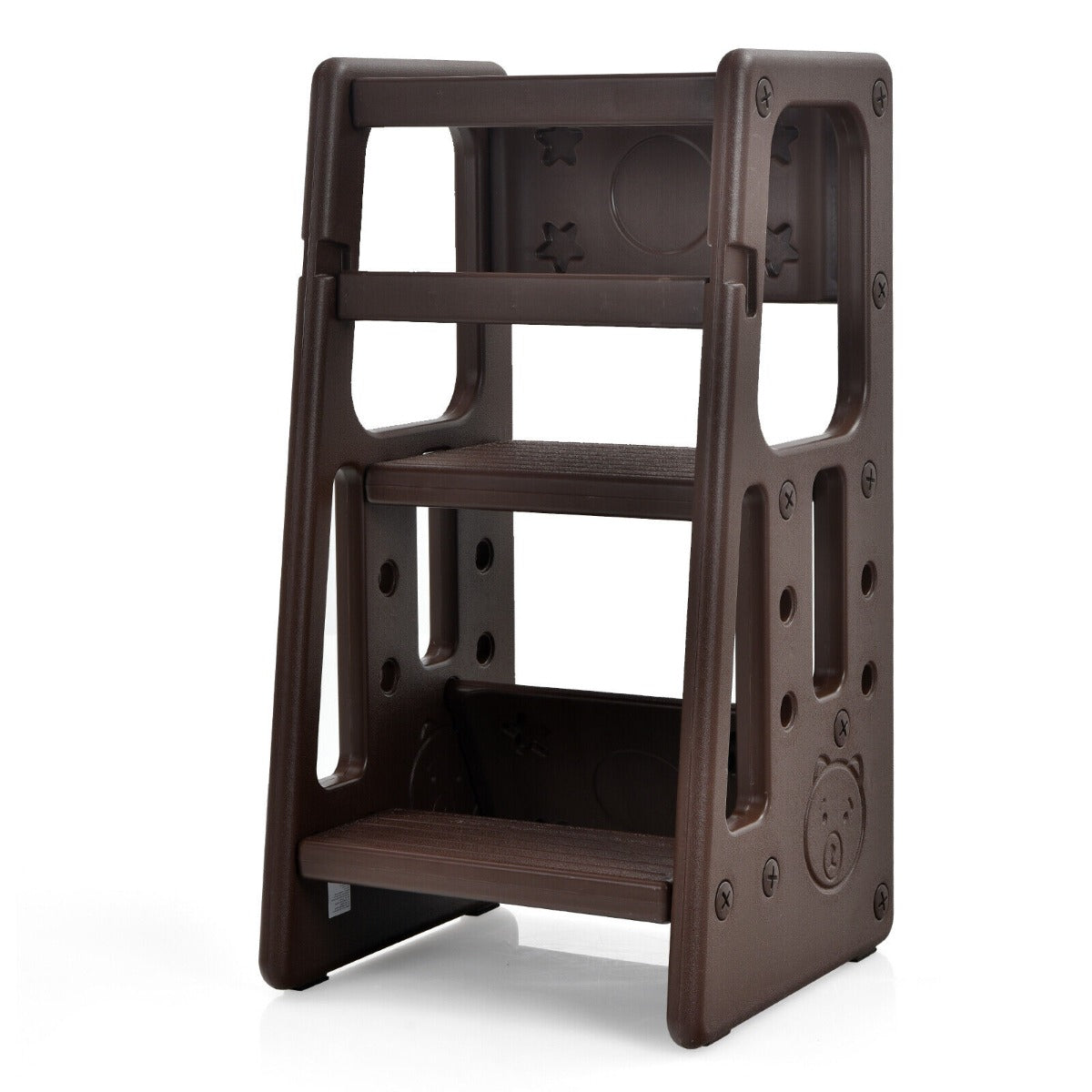 Costway Kids Step Learning Stool with Double Safety Rails for Baby-Coffee