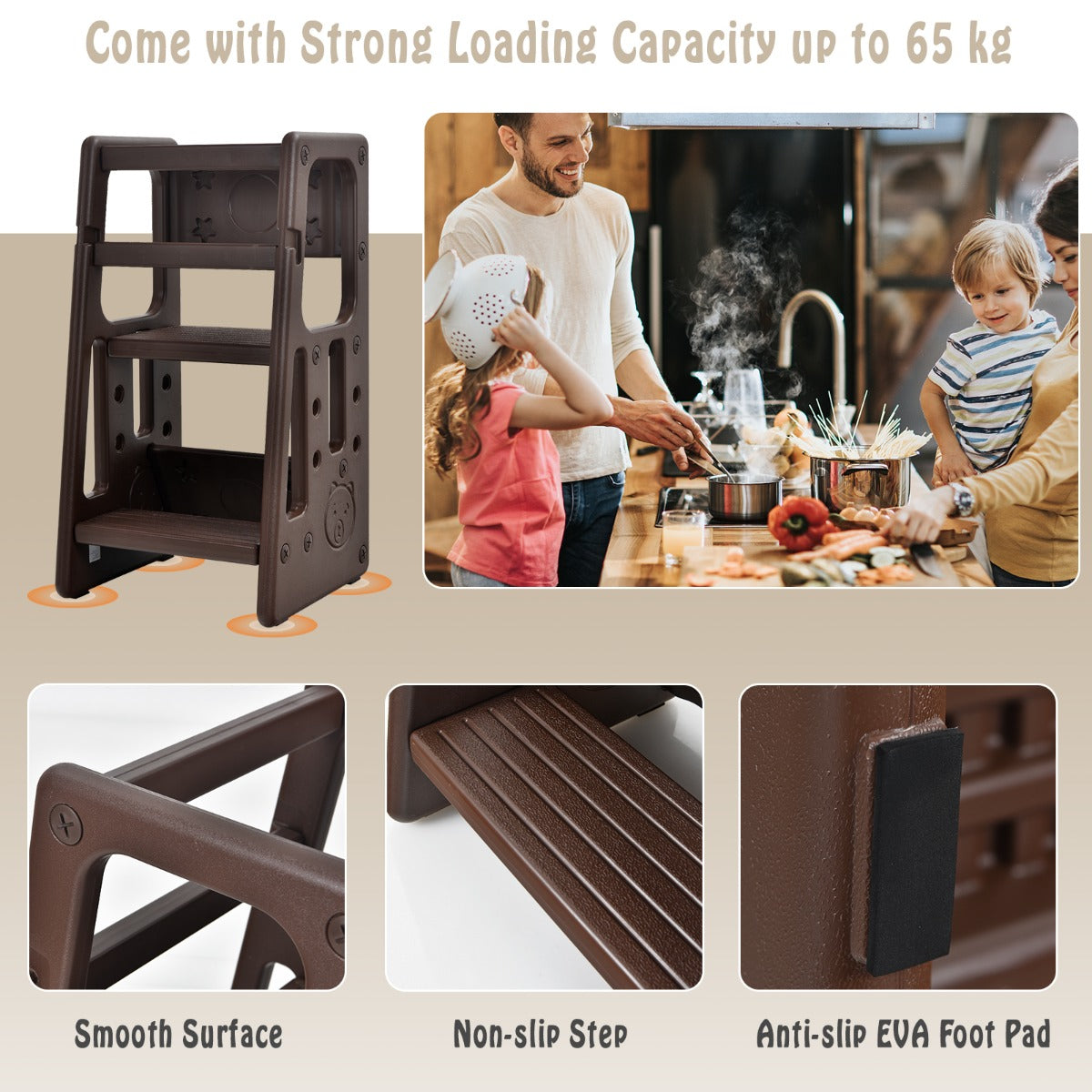 Lightweight learning tower is easy to move between the kitchen, bathroom, and other rooms