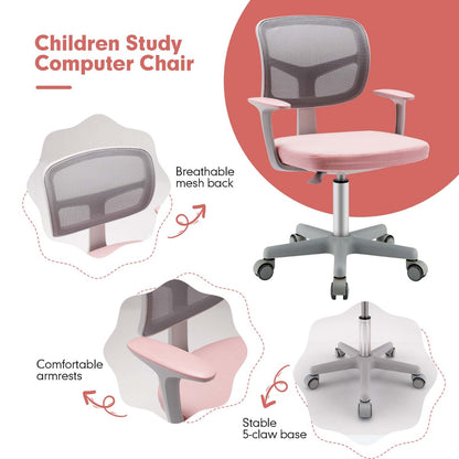 Kids Study Chair and Desk Set with Adjustable Height-Pink-Chair