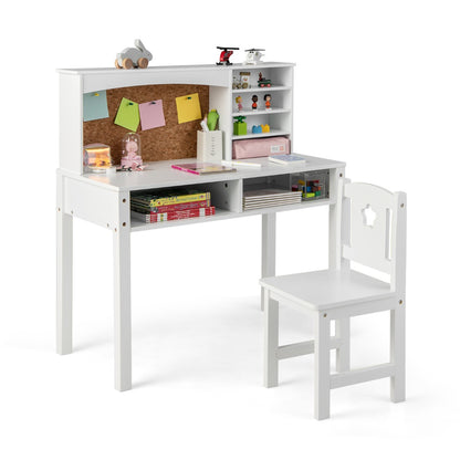 Kids Desk and Chair Set with Solid Wood Legs for 3+ Kids