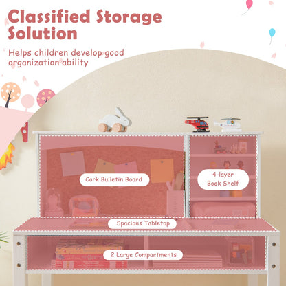 Kids Desk and Chair Set with Solid Wood Legs for 3+ Kids