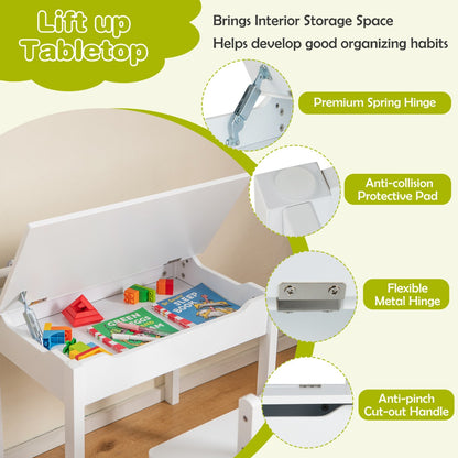 Toddler Activity Table Chair Set with Paper Roll Holder for Drawing, Studying