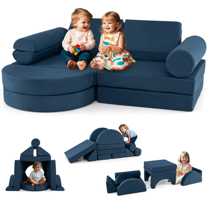 13 PCS Modular Kids Play Couch for Nursery Playroom Bedroom Living Room-Blue
