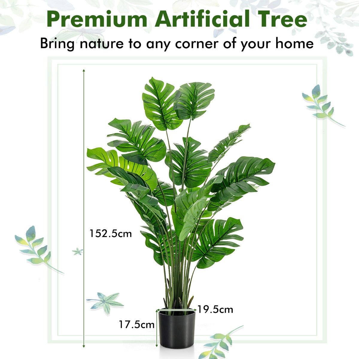1.5M Artificial Tree Faux Monstera Deliciosa Plant for Indoor and Outdoor-1 Pack