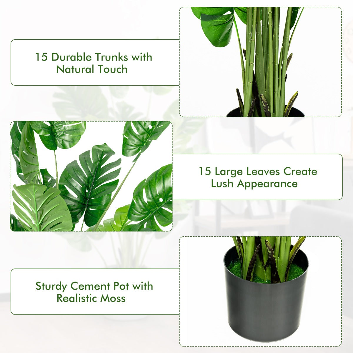 1.5M Artificial Tree Faux Monstera Deliciosa Plant for Indoor and Outdoor-1 Pack