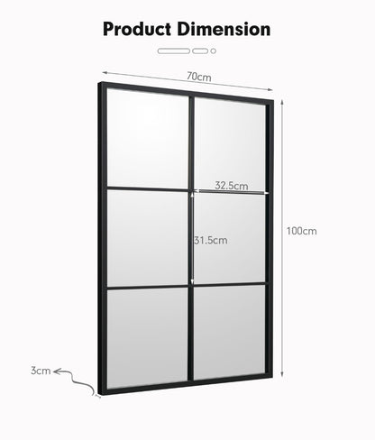 Wall Mirror with Black Metal Frame for Bedroom