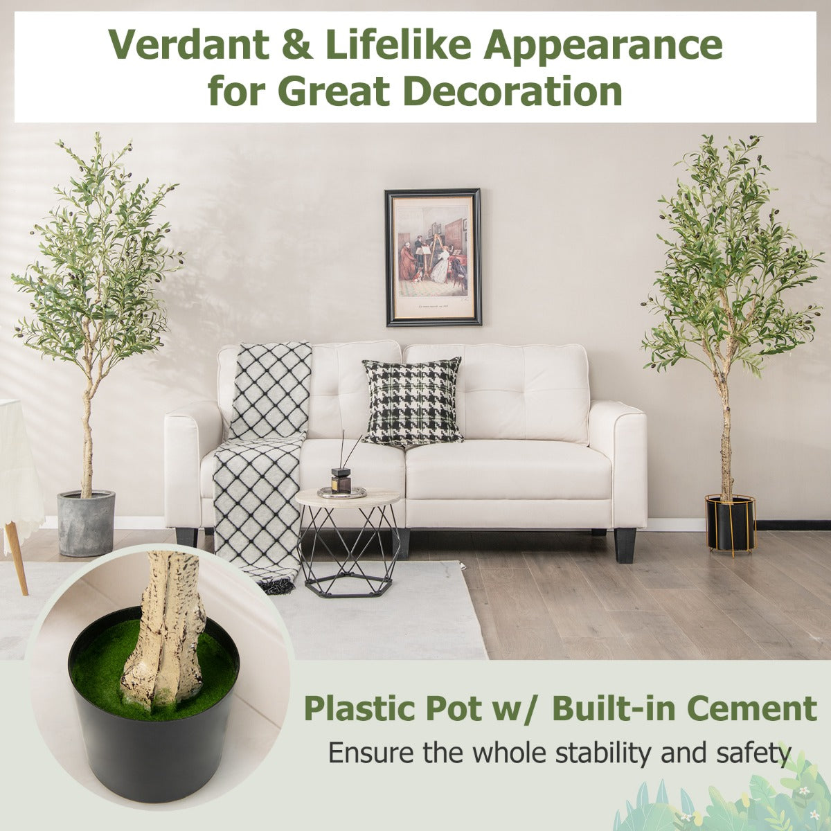 Costway 2-Pack Artificial Olive Tree with 1296 Leaves for Office