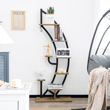 6-Tier Metal Curved Half Moon Shape Plant Stand Rack with Top Hook-2 pieces
