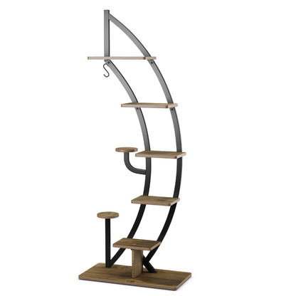 6-Tier Metal Plant Stand with Top Hook & Anti-Toppling Device