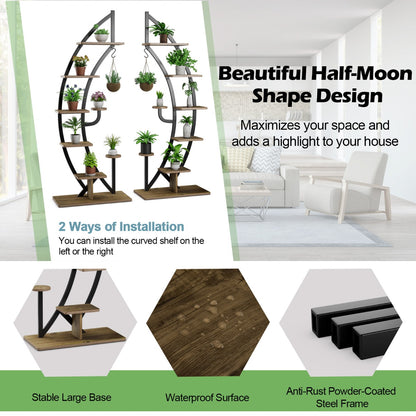 6-Tier Metal Plant Stand with Top Hook & Anti-Toppling Device