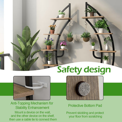 6-Tier Metal Plant Stand with Top Hook & Anti-Toppling Device