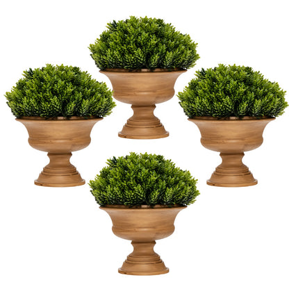 4-Set Artificial Mini Greenery Potted Plant for Home &amp; Office-Round shape