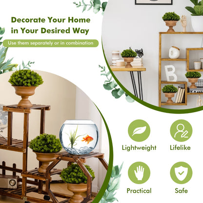 4-Set Artificial Mini Greenery Potted Plant for Home &amp; Office-Round shape
