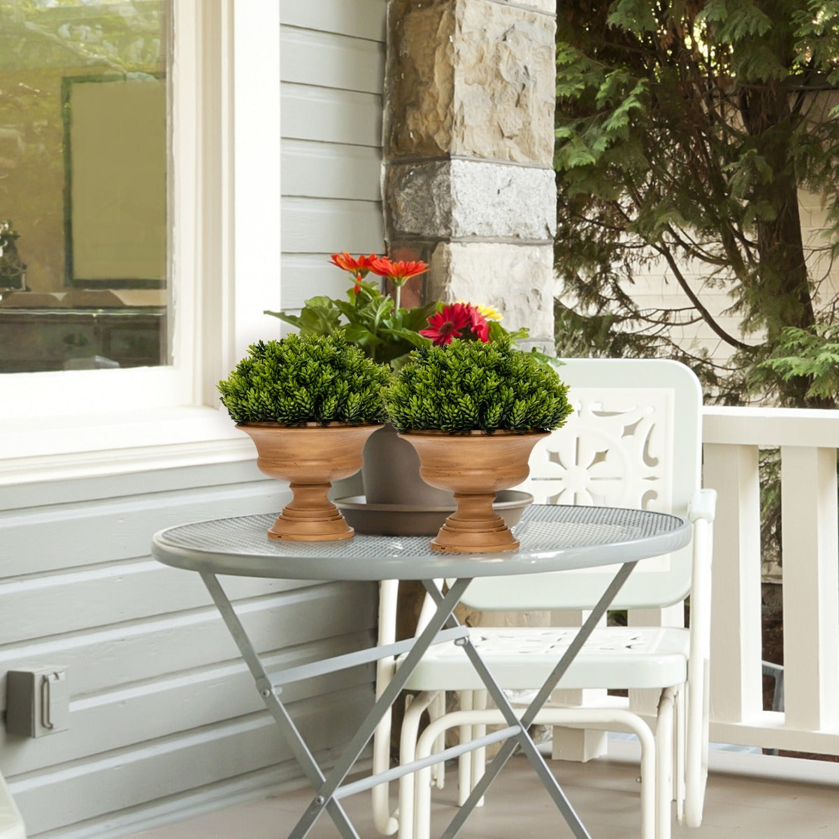 4-Set Artificial Mini Greenery Potted Plant for Home &amp; Office-Round shape