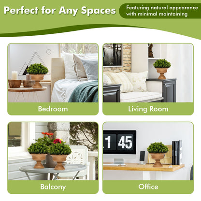 4-Set Artificial Mini Greenery Potted Plant for Home &amp; Office-Round shape