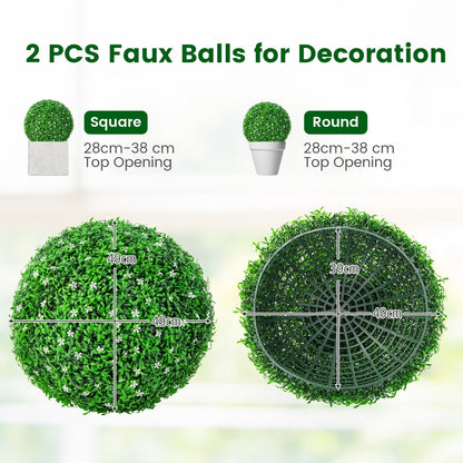 2 Pieces Holly Artificial Topiary Balls with White Flowers